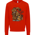 Steampunk Rabbit Kids Sweatshirt Jumper Bright Red
