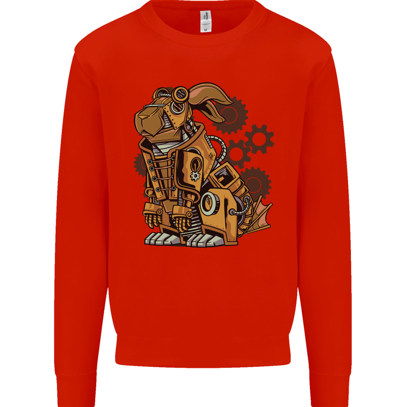 Steampunk Rabbit Kids Sweatshirt Jumper Bright Red