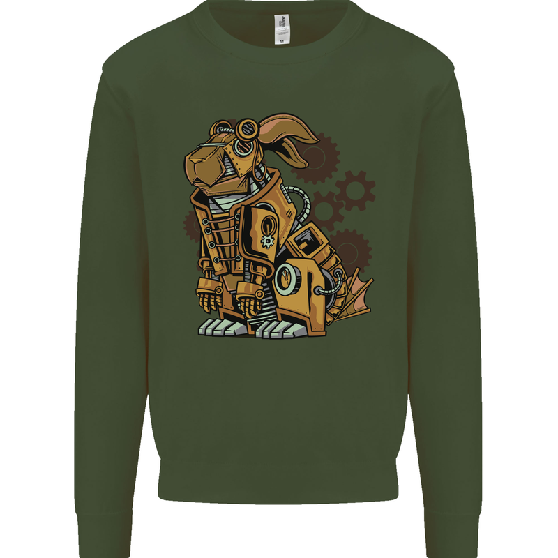 Steampunk Rabbit Kids Sweatshirt Jumper Forest Green
