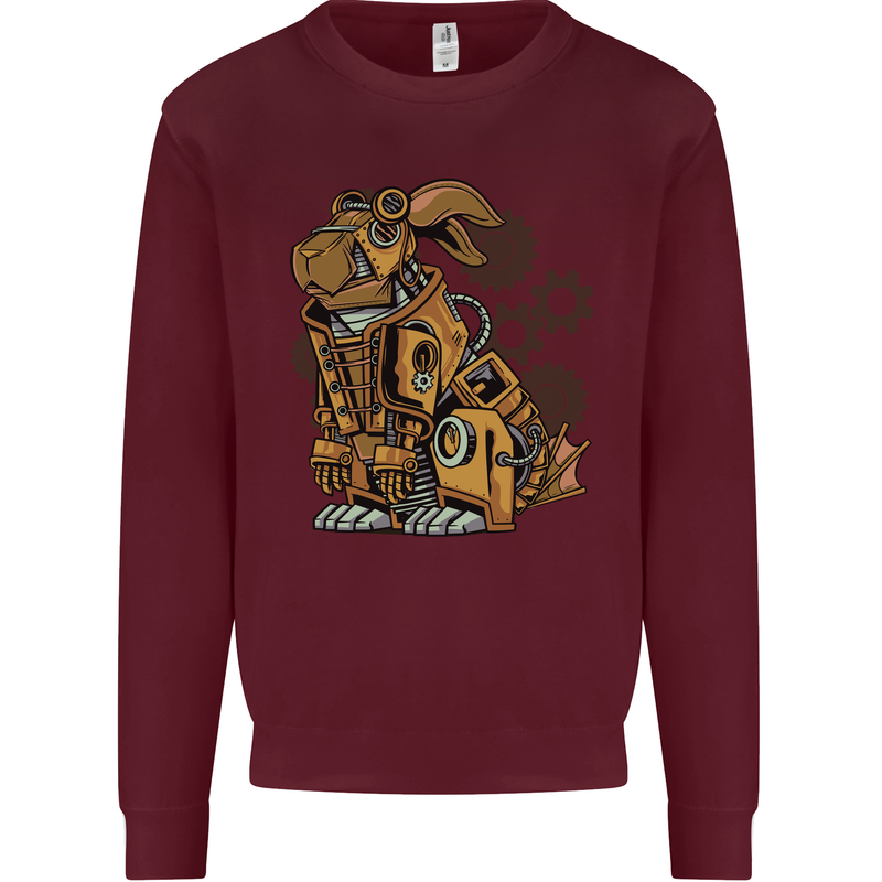 Steampunk Rabbit Kids Sweatshirt Jumper Maroon