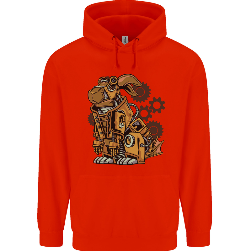 Steampunk Rabbit Mens 80% Cotton Hoodie Bright Red