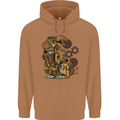 Steampunk Rabbit Mens 80% Cotton Hoodie Caramel Latte
