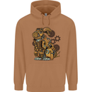 Steampunk Rabbit Mens 80% Cotton Hoodie Caramel Latte