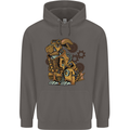 Steampunk Rabbit Mens 80% Cotton Hoodie Charcoal