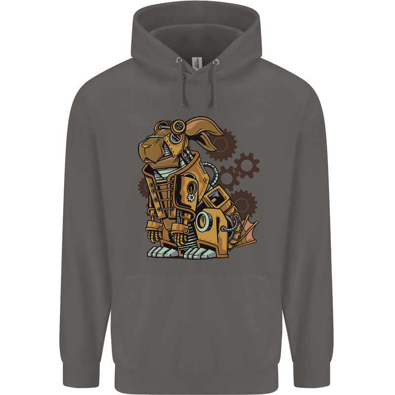Steampunk Rabbit Mens 80% Cotton Hoodie Charcoal