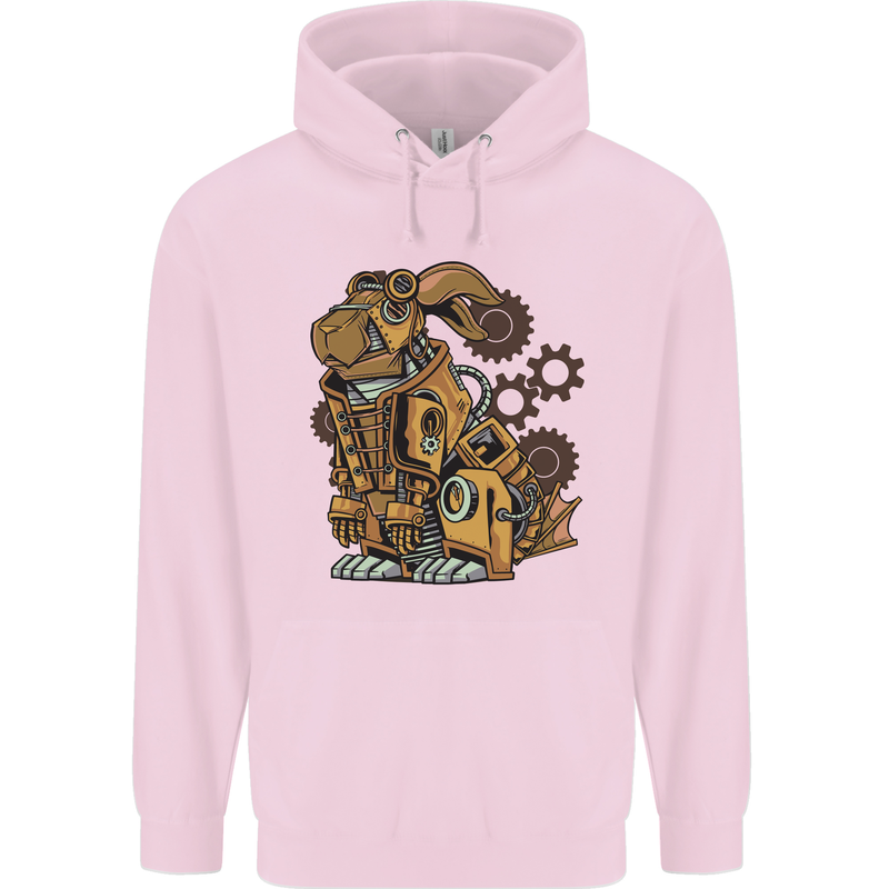 Steampunk Rabbit Mens 80% Cotton Hoodie Light Pink