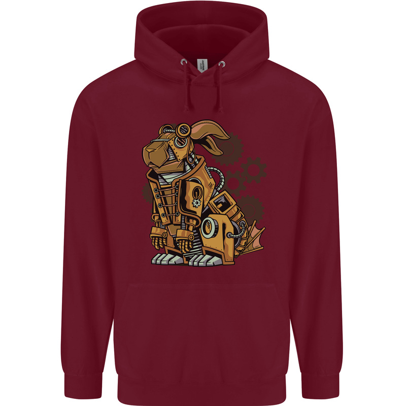 Steampunk Rabbit Mens 80% Cotton Hoodie Maroon