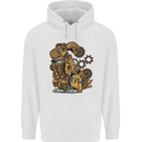Steampunk Rabbit Mens 80% Cotton Hoodie White