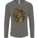 Steampunk Rabbit Mens Long Sleeve T-Shirt Charcoal