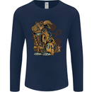 Steampunk Rabbit Mens Long Sleeve T-Shirt Navy Blue