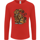Steampunk Rabbit Mens Long Sleeve T-Shirt Red