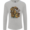 Steampunk Rabbit Mens Long Sleeve T-Shirt Sports Grey