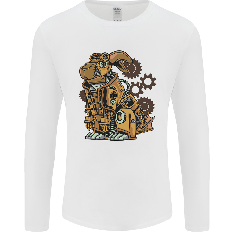 Steampunk Rabbit Mens Long Sleeve T-Shirt White