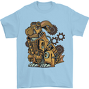 Steampunk Rabbit Mens T-Shirt 100% Cotton Light Blue