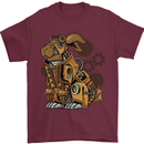 Steampunk Rabbit Mens T-Shirt 100% Cotton Maroon