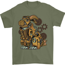 Steampunk Rabbit Mens T-Shirt 100% Cotton Military Green