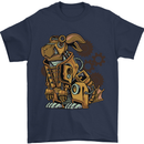 Steampunk Rabbit Mens T-Shirt 100% Cotton Navy Blue