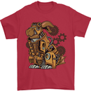 Steampunk Rabbit Mens T-Shirt 100% Cotton Red