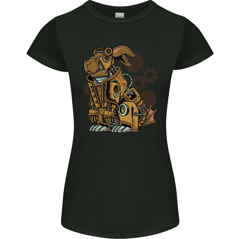 Steampunk Rabbit Womens Petite Cut T-Shirt Black