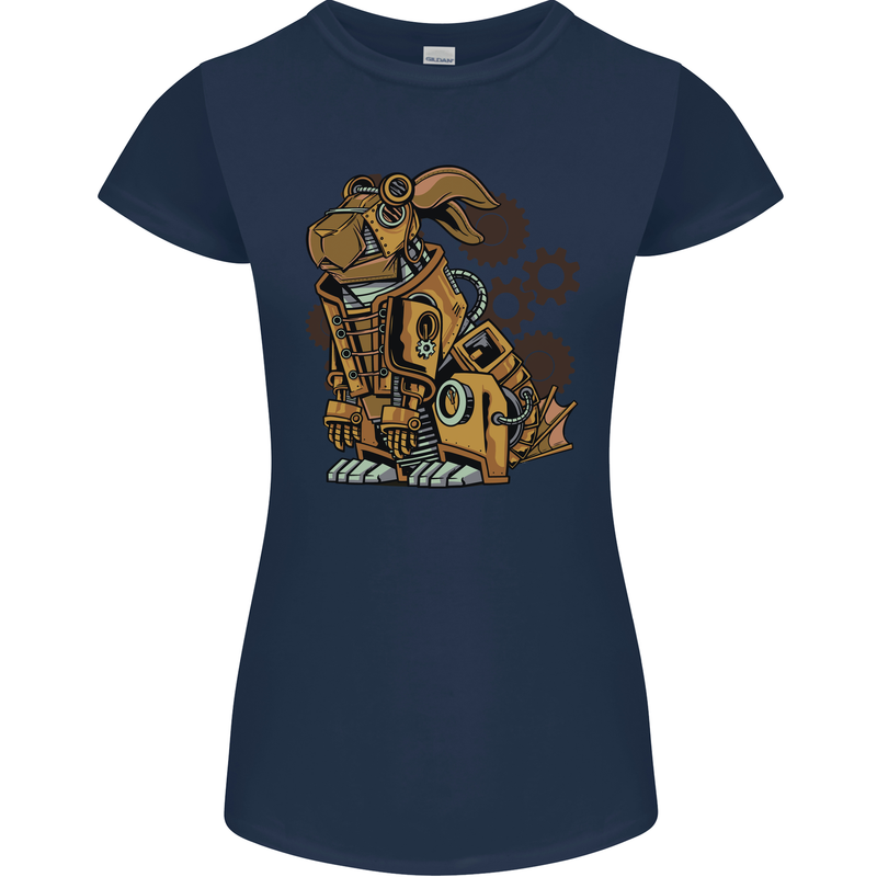 Steampunk Rabbit Womens Petite Cut T-Shirt Navy Blue