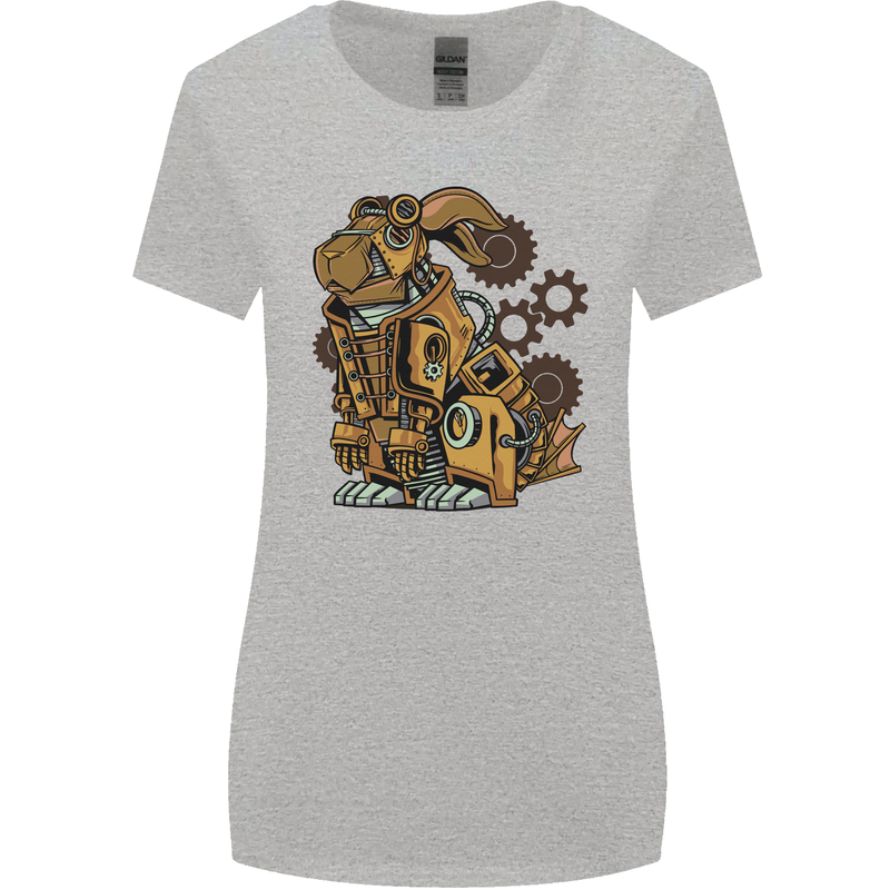 Steampunk Rabbit Womens Wider Cut T-Shirt Sports Grey
