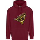 Steampunk Racing Car Childrens Kids Hoodie Maroon