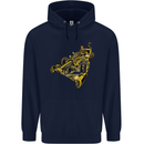 Steampunk Racing Car Childrens Kids Hoodie Navy Blue