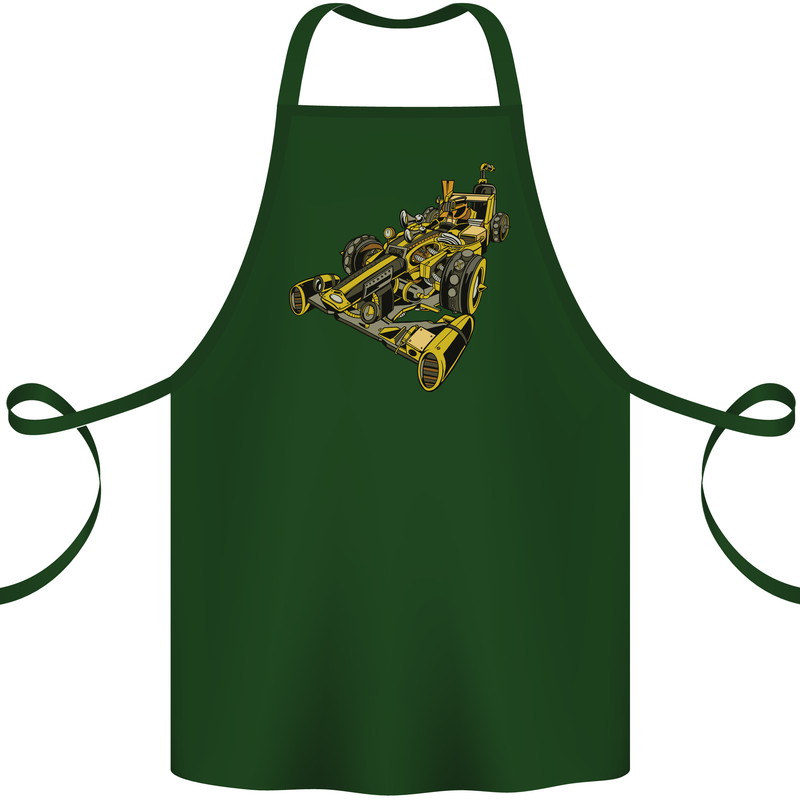 Steampunk Racing Car Cotton Apron 100% Organic Forest Green