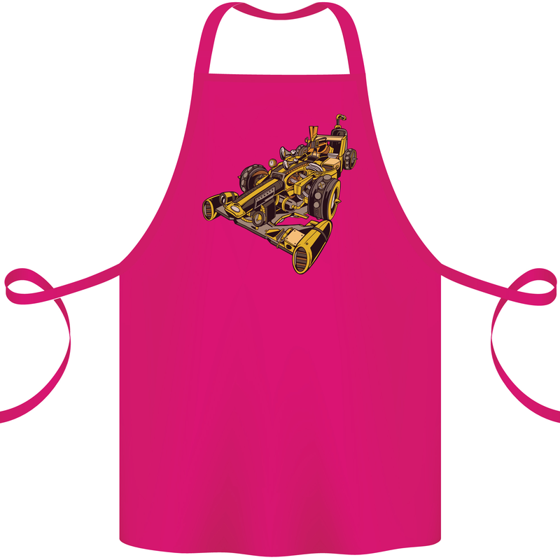 Steampunk Racing Car Cotton Apron 100% Organic Pink