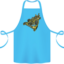 Steampunk Racing Car Cotton Apron 100% Organic Turquoise