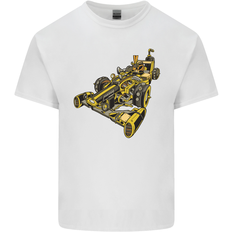 Steampunk Racing Car Kids T-Shirt Childrens White