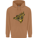 Steampunk Racing Car Mens 80% Cotton Hoodie Caramel Latte