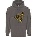 Steampunk Racing Car Mens 80% Cotton Hoodie Charcoal