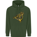 Steampunk Racing Car Mens 80% Cotton Hoodie Forest Green