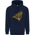 Steampunk Racing Car Mens 80% Cotton Hoodie Navy Blue