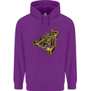 Steampunk Racing Car Mens 80% Cotton Hoodie Purple