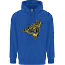 Steampunk Racing Car Mens 80% Cotton Hoodie Royal Blue