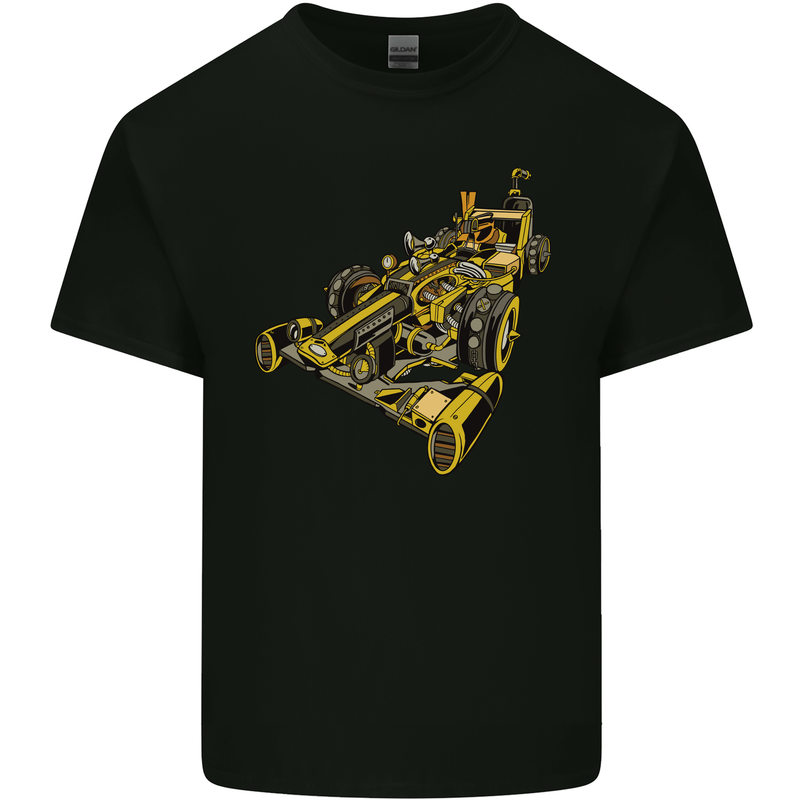 Steampunk Racing Car Mens Cotton T-Shirt Tee Top Black