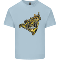 Steampunk Racing Car Mens Cotton T-Shirt Tee Top Light Blue