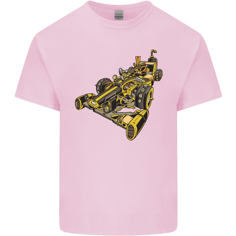 Steampunk Racing Car Mens Cotton T-Shirt Tee Top Light Pink