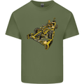 Steampunk Racing Car Mens Cotton T-Shirt Tee Top Military Green