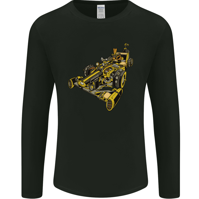Steampunk Racing Car Mens Long Sleeve T-Shirt Black