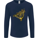 Steampunk Racing Car Mens Long Sleeve T-Shirt Navy Blue