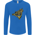 Steampunk Racing Car Mens Long Sleeve T-Shirt Royal Blue