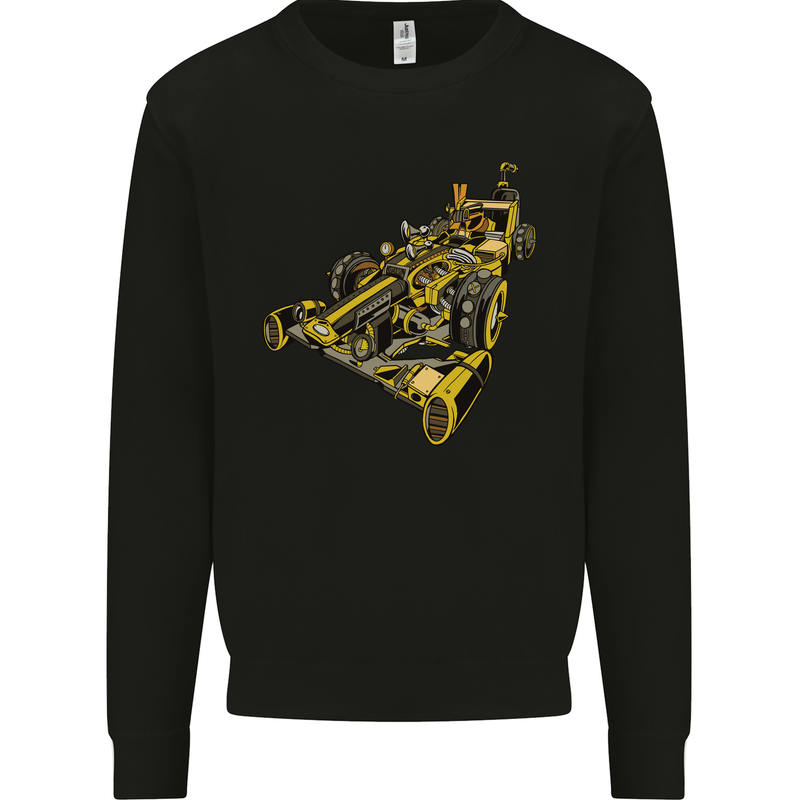 Steampunk Racing Car Mens Sweatshirt Jumper Black