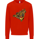 Steampunk Racing Car Mens Sweatshirt Jumper Bright Red