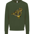 Steampunk Racing Car Mens Sweatshirt Jumper Forest Green