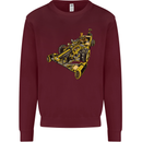 Steampunk Racing Car Mens Sweatshirt Jumper Maroon