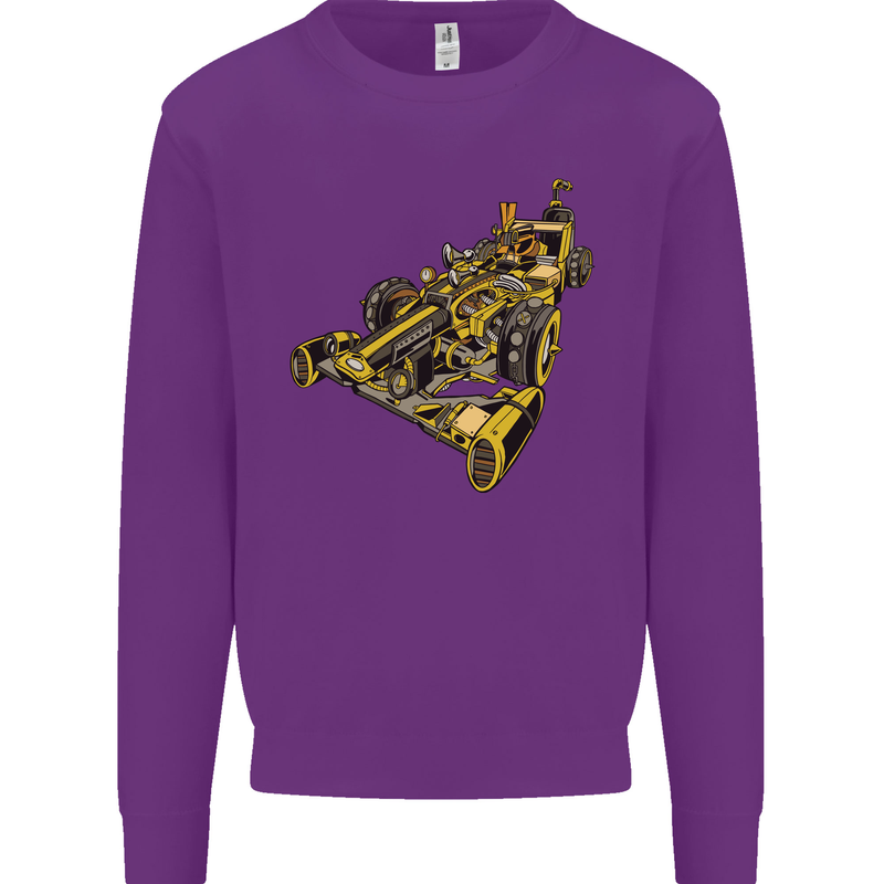 Steampunk Racing Car Mens Sweatshirt Jumper Purple