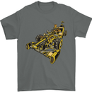 Steampunk Racing Car Mens T-Shirt Cotton Gildan Charcoal